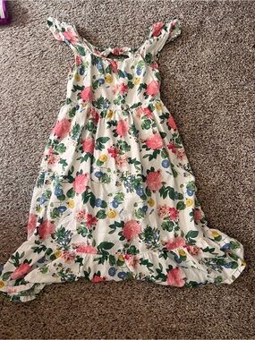 Old Navy White Floral Sundress with Pink, Green & Yellow Print